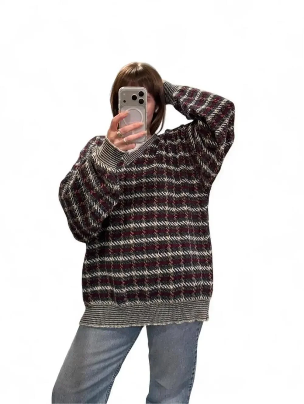 Vintage Bill Blass 90s Oversized V-Neck Sweater